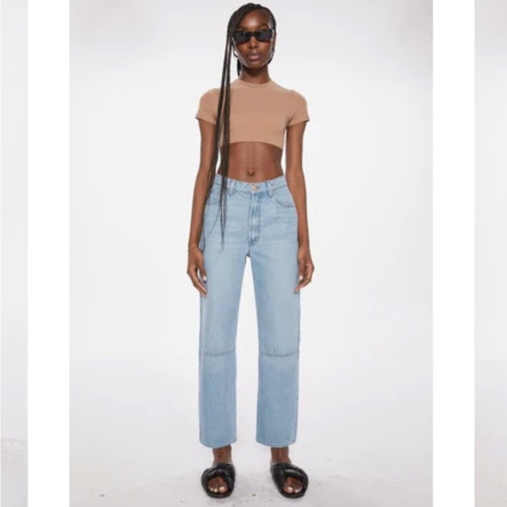 MOTHER SNACKS DOUBLE STACK SEAMED ANKLE JEANS IN JUST A NIBBLE 25
